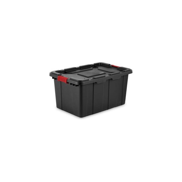 Sterilite Storage Tote, 27 gal, 30-1/2 in L x 20-5/8 in W x 15-1/4 in H, Black, Racer Red, 4 PK 14669004 - main